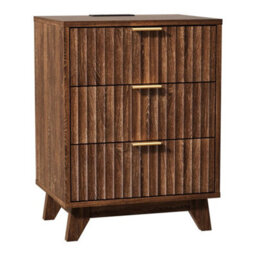 Walnut Bedside Table With Charging Station, Grille Nightstand - thumbnail 5