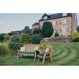 Churnet Valley Garden Furniture Ltd Valley 4 Seat Set 1Xc 1X3B Angled Tray - Timber - L100 X W270 X H95 Cm - Fully Assembled - Set Of Waterproof Cushions Included - thumbnail 4