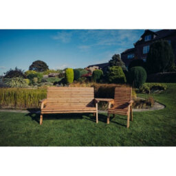 Churnet Valley Garden Furniture Ltd Valley 4 Seat Set 1Xc 1X3B Angled Tray - Timber - L100 X W270 X H95 Cm - Fully Assembled - Set Of Waterproof Cushions Included - thumbnail 3