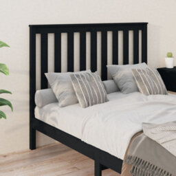 Berkfield Bed Headboard Black 146X6X101 Cm Solid Wood Pine - thumbnail 4