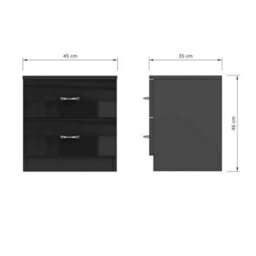 Fwstyle 2 Drawer Bedside Chest Black Gloss Nightstand Bedroom Furniture - thumbnail 9