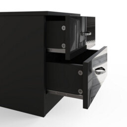 Fwstyle 2 Drawer Bedside Chest Black Gloss Nightstand Bedroom Furniture - thumbnail 8