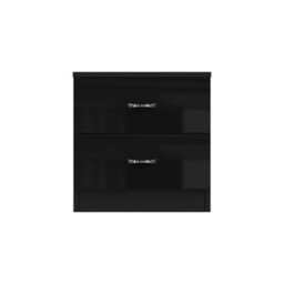 Fwstyle 2 Drawer Bedside Chest Black Gloss Nightstand Bedroom Furniture - thumbnail 5
