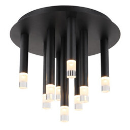 Luminosa Lighting Luminosa Ryan Multi Arm Semi Flush Ceiling Lamp Matt Black 9X G9