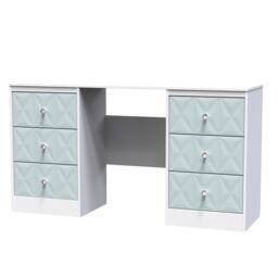 Genoa Ready Assembled Matt Duck Egg Blue & White 6 Drawer Non-Extendable Dressing Table (H)785mm (W)1248mm (D)390mm - thumbnail 2