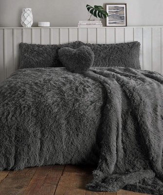 Homes & Linen Teddy Bear Fleece Long Fur Cuddles Alaska Luxury Duvet Cover Set Warm Cosy Soft Teddy Bedding Set