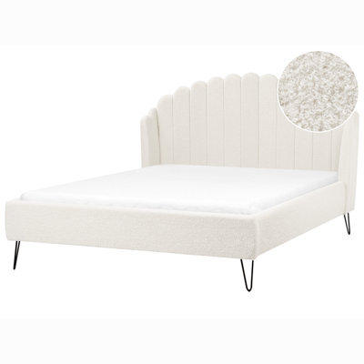 Beliani Bed Boucle Ambillou 160 X 200 Cm (Eu King Size) Off-White - image 1