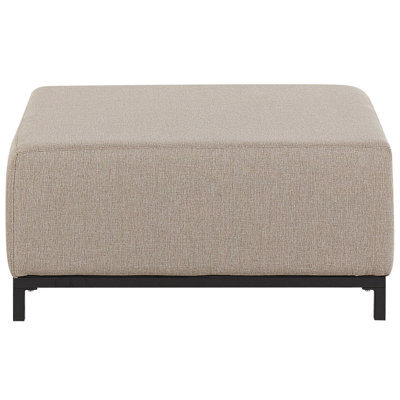 Beliani Ottoman Beige Fabric Upholstery With Black Aluminium Legs Indoor Outdoor Water-Resistant - image 1