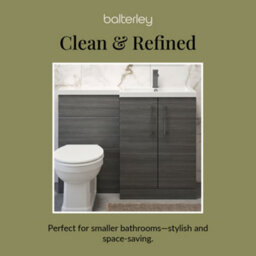 Balterley Right-Hand Bathroom Vanity And Wc Unit Combination, Basin - 1100mm - Woodgrain Anthracite, Brushed Pewter Handles - thumbnail 7