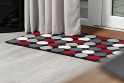 Bravich Hard Wearing Hessian Backed Stair Runner Kitchen Mat - Texas Red & Grey Spots - 60X900Cm (2'x30') - thumbnail 2