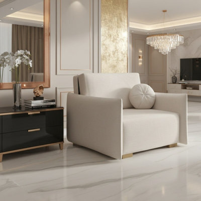 Armchair Viva Glov I With Sleep Function Storage Chipboard Foam Sinuous Spring Wooden Frame 104X98X85Cm White - image 1