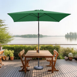 Sundaze 2X3M Green Garden Parasol Umbrella Sun Shade Canopy With Hand Crank Tilt Function