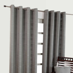 "Homescapes Cotton Rajput Ribbed Charcoal Grey Curtain Pair, 66 X 72"" Drop" - thumbnail 3