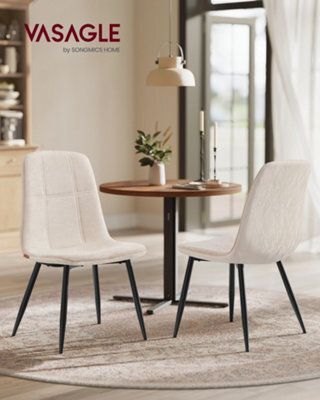 LEDREM Dining Chairs Set Of 2, Kitchen Chairs, Metal Frame, Adjustable Feet, Easy To Clean, Chenille Fabric