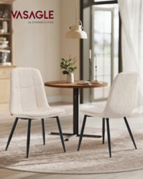 LEDREM Dining Chairs Set Of 2, Kitchen Chairs, Metal Frame, Adjustable Feet, Easy To Clean, Chenille Fabric - thumbnail 1