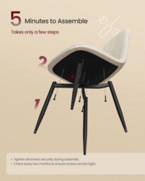 LEDREM Dining Chairs Set Of 2, Kitchen Chairs, Metal Frame, Adjustable Feet, Easy To Clean, Chenille Fabric - thumbnail 7