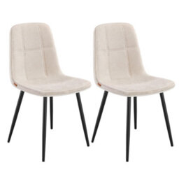 LEDREM Dining Chairs Set Of 2, Kitchen Chairs, Metal Frame, Adjustable Feet, Easy To Clean, Chenille Fabric - thumbnail 2
