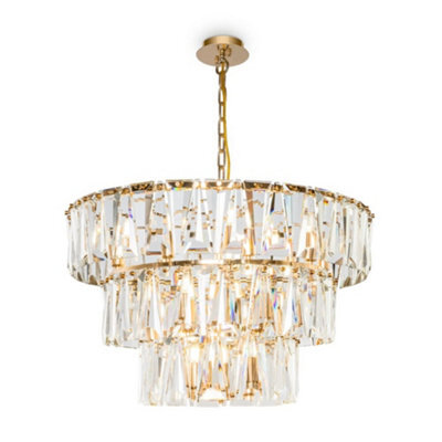 Luminosa Lighting Luminosa Modern Puntes 3 Tier 18 Light Gold Pendant Ceiling Light
