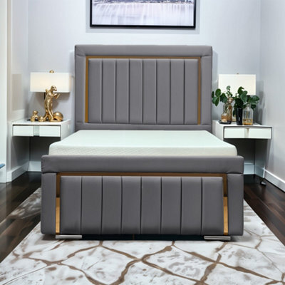 UKBEDFURNITURE Princess Grey Plush Valvet Upholstered Gas Lift Ottoman Storage Bed -  With 48 Inch Headboard - image 1