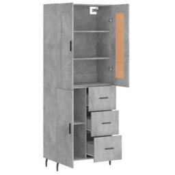 Berkfield Highboard Concrete Grey 69.5X34X180 Cm Engineered Wood - thumbnail 4