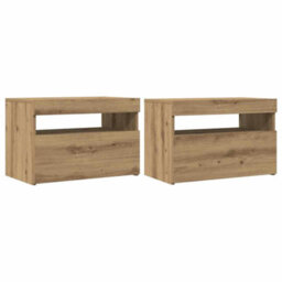 Berkfield Modern Tv Cabinets With Led Lights 2 Pcs Artisan Oak Engineered Wood - thumbnail 1