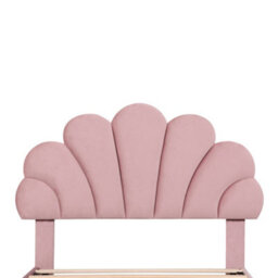 Abrihome Upholstered Velvet Bed Frame, With Adjustable Chic Petal Headboard, Solid Wood Slat, No Box Spring Needed, Single Bed, Pink - thumbnail 8
