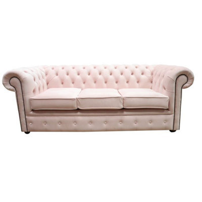 Chesterfield 3 Seater Passion Powder Pink Velvet Fabric Sofa In Classic Style - image 1