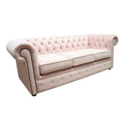 Chesterfield 3 Seater Passion Powder Pink Velvet Fabric Sofa In Classic Style - thumbnail 2