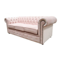 Chesterfield 3 Seater Passion Powder Pink Velvet Fabric Sofa In Classic Style - thumbnail 3