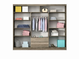 Arte Canyon Oak & Lava 250Cm Mirrored Sliding Wardrobe - Bold Brown-Grey Finesse With Ample Storage - thumbnail 3