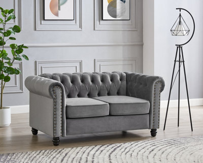 Home Detail Chester 2 Seater Sofa, Grey Velvet - image 1