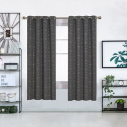 Deconovo Blackout Curtains, Eyelet Curtains, Gold Diamond Printed Thermal Insulated Curtains, W52 X L72 Inch, Dark Grey, One Pair - thumbnail 2
