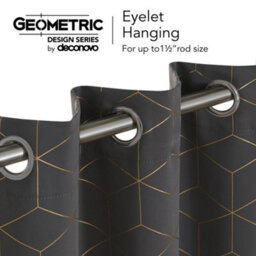 Deconovo Blackout Curtains, Eyelet Curtains, Gold Diamond Printed Thermal Insulated Curtains, W52 X L72 Inch, Dark Grey, One Pair - thumbnail 5