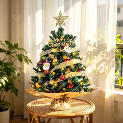 Amorly 24 In Mini Tabletop Christmas Tree With Lights, Diy Desktop Xmas Ornament, Compact Festive Decor For Home Holiday Celebrations - image 1