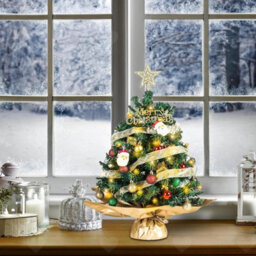 Amorly 24 In Mini Tabletop Christmas Tree With Lights, Diy Desktop Xmas Ornament, Compact Festive Decor For Home Holiday Celebrations - thumbnail 7