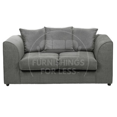 Furnishings For Less UK Casper Soft Chenille Fabric Fabric 2 Seater Sofa Grey - Scatter Back - image 1
