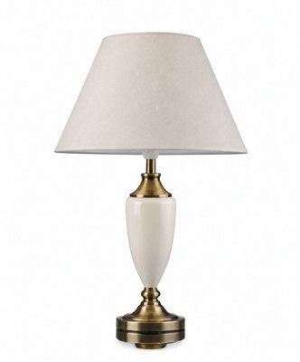 Lighting Supermarket Large Malham Cream Ceramic And Antique Brass Traditional / Classic Table Lamp - image 1