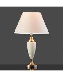 Lighting Supermarket Large Malham Cream Ceramic And Antique Brass Traditional / Classic Table Lamp - thumbnail 3