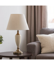 Lighting Supermarket Large Malham Cream Ceramic And Antique Brass Traditional / Classic Table Lamp - thumbnail 5