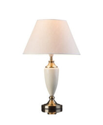 Lighting Supermarket Large Malham Cream Ceramic And Antique Brass Traditional / Classic Table Lamp - thumbnail 2