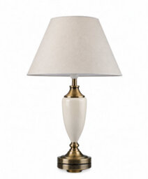 Lighting Supermarket Large Malham Cream Ceramic And Antique Brass Traditional / Classic Table Lamp - thumbnail 1