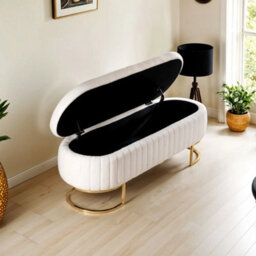 Upholstered Bench Bed End Window Seat Ottoman Storage Stool Bedroom - thumbnail 4