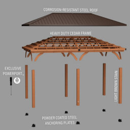 Backyard Discovery Barrington Cedar Wood Outdoor Patio Gazebo With Powerport 6.1M X 3.7M (20Ft X 12Ft) - thumbnail 8