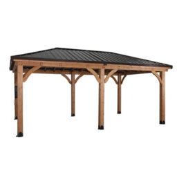 Backyard Discovery Barrington Cedar Wood Outdoor Patio Gazebo With Powerport 6.1M X 3.7M (20Ft X 12Ft) - thumbnail 2