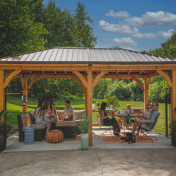 Backyard Discovery Barrington Cedar Wood Outdoor Patio Gazebo With Powerport 6.1M X 3.7M (20Ft X 12Ft) - thumbnail 4