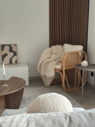 Nordlys Natural Rattan And Beige Fabric Armchair Exotic Boho Living Room - thumbnail 4