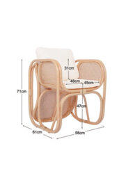 Nordlys Natural Rattan And Beige Fabric Armchair Exotic Boho Living Room - thumbnail 6