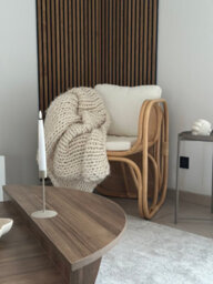 Nordlys Natural Rattan And Beige Fabric Armchair Exotic Boho Living Room - thumbnail 3