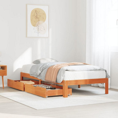 Berkfield Bed Frame With Drawers Without Mattress Wax Brown 100X200 Cm - image 1
