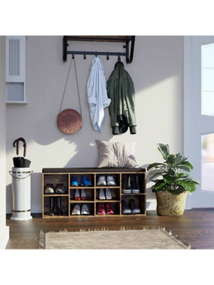 Songmics Vasagle Shoe Bench, Shoe Shelf, Shoe Rack, Storage Cabinet, 10 Compartments, With Cushion, For Entryway, 104 X 30 X 48 Cm - image 1